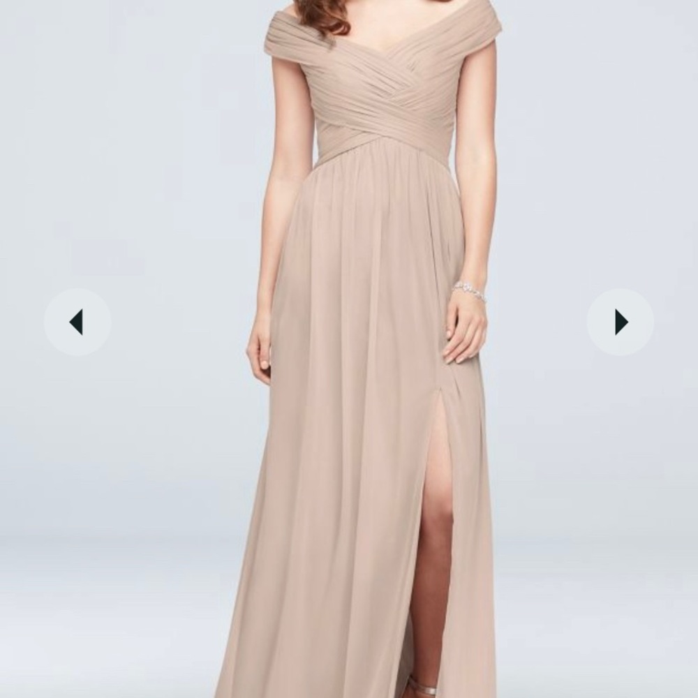 David’s bridal cross cross off the shoulder bridesmaid dress